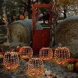 Celebrations White 216 ct 14 in. LED Prelit Foldable Pumpkin Halloween Decor