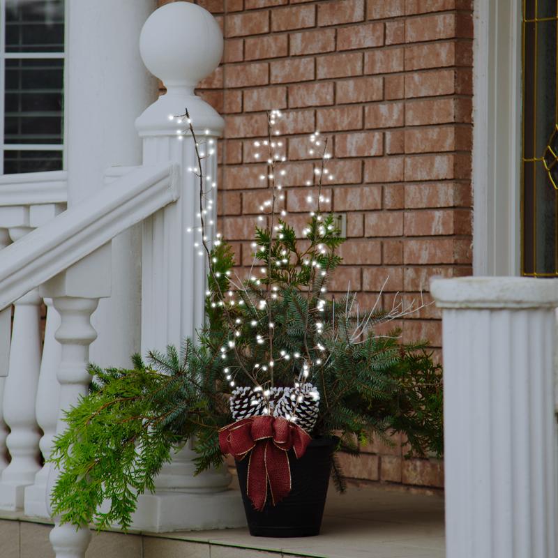 Celebrations LED Pure White Lighted Branches 38 in. Yard Decor, Pack of 6
