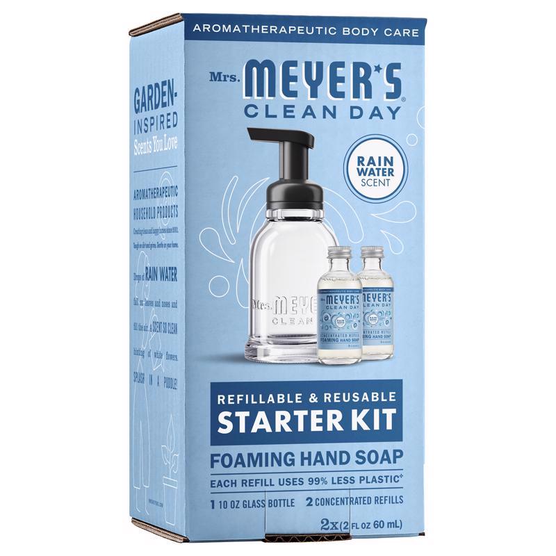 Mrs. Meyer's Clean Day Rain Water Scent Foam Hand Wash Starter Kit, Pack of 3