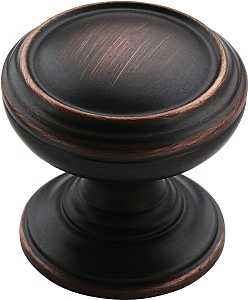 Amerock BP55342ORB Cabinet Knob, 1-1/4 in Projection, Traditional, 1-1/4 in, Zinc, Oil-Rubbed Bronze