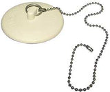 Plumb Pak PP820-43 Tub Stopper and Chain, Rubber, White, For: Laundry and Bathtubs with 1-1/2 to 2 in Drain