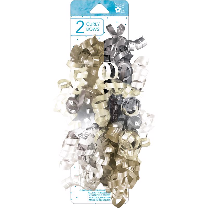 Paper Images Izzy Ob Multi-Color Metallic Curly Bows, Pack of 6