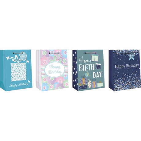 Paper Images Assorted Adult Birthday Medium Gift Bag, Pack of 12