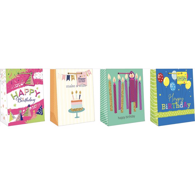 Paper Images Assorted General Birthday Medium Gift Bag, Pack of 12