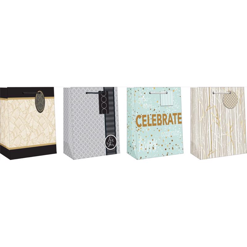 Paper Images Assorted General Formal Designs Medium Gift Bag, Pack of 12
