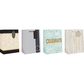 Paper Images Assorted General Formal Designs Medium Gift Bag, Pack of 12