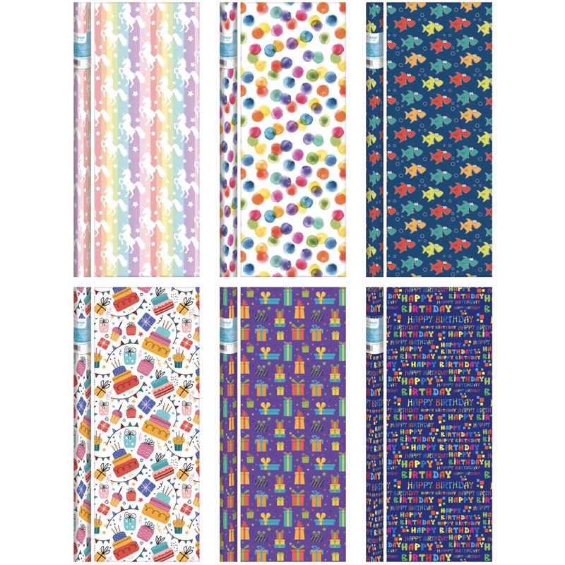 Paper Images Assorted Birthday Gift Wrap, Pack of 64