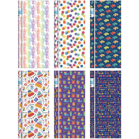 Paper Images Assorted Birthday Gift Wrap, Pack of 64