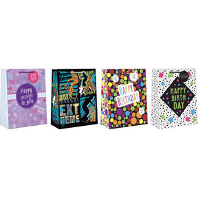 Paper Images Assorted Large Tween Birthday Gift Bag, Pack of 12