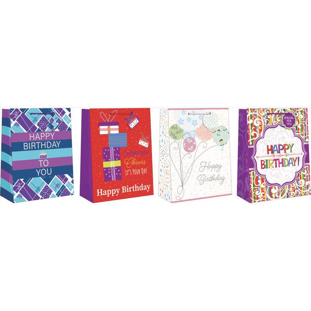 Paper Images Assorted Large Adult Birthday Gift Bag, Pack of 12
