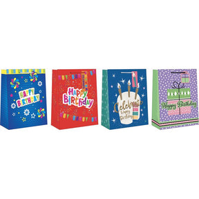 Paper Images Assorted Large Generic Birthday Gift Bag, Pack of 12