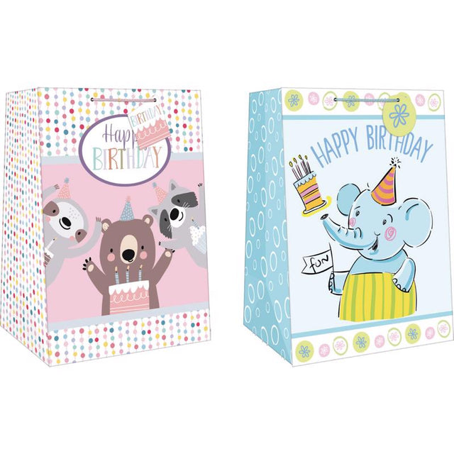 Paper Images Assorted Mega Wide Jumbo Juvy Birthday Gift Bag, Pack of 12