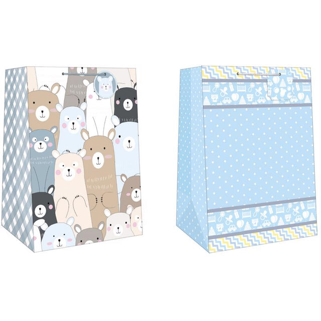 Paper Images Assorted Mega Wide Jumbo Baby Boy Gift Bag, Pack of 12