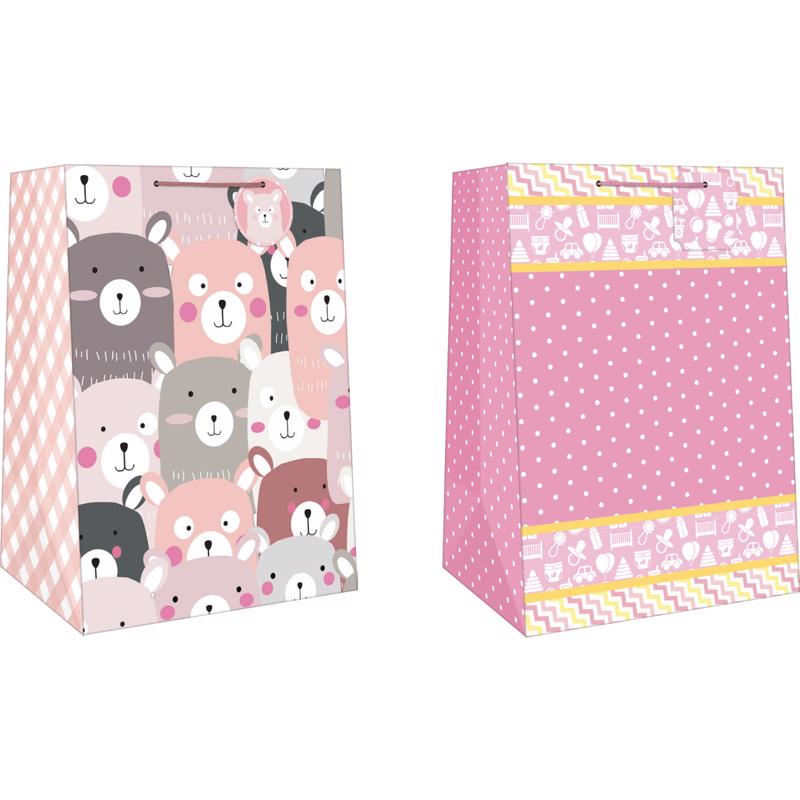 Paper Images Assorted Mega Wide Jumbo Baby Girl Gift Bag, Pack of 12
