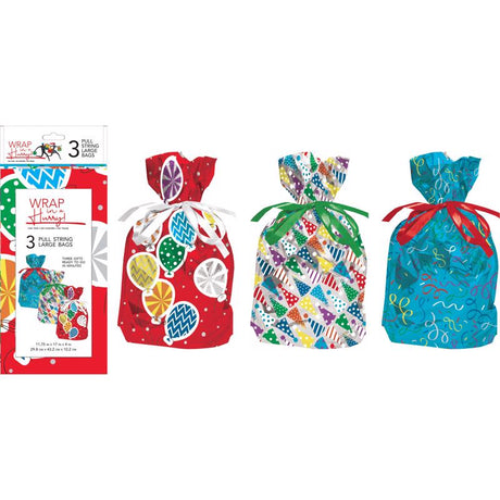 Paper Images Assorted All Occasion Drawstring Gift Bag, Pack of 6