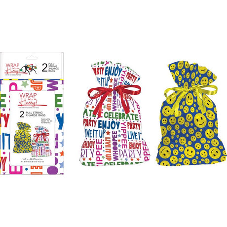 Paper Images Assorted All Occasion Drawstring Gift Bag, Pack of 6