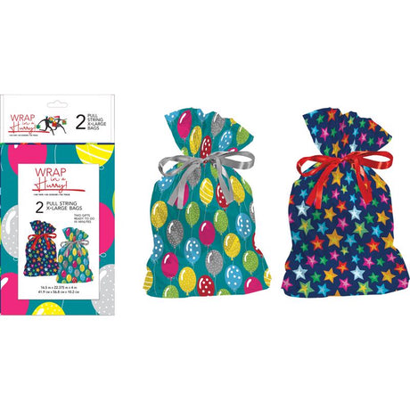 Paper Images Assorted All Occasion Drawstring Gift Bag, Pack of 6