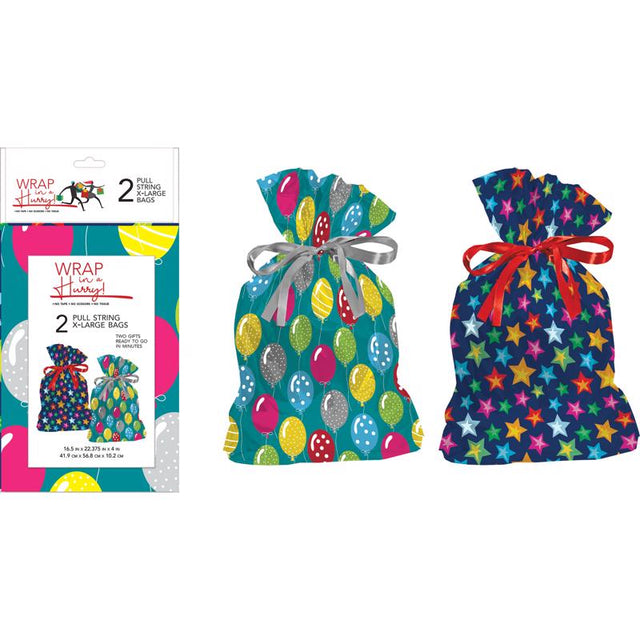 Paper Images Assorted All Occasion Drawstring Gift Bag, Pack of 6