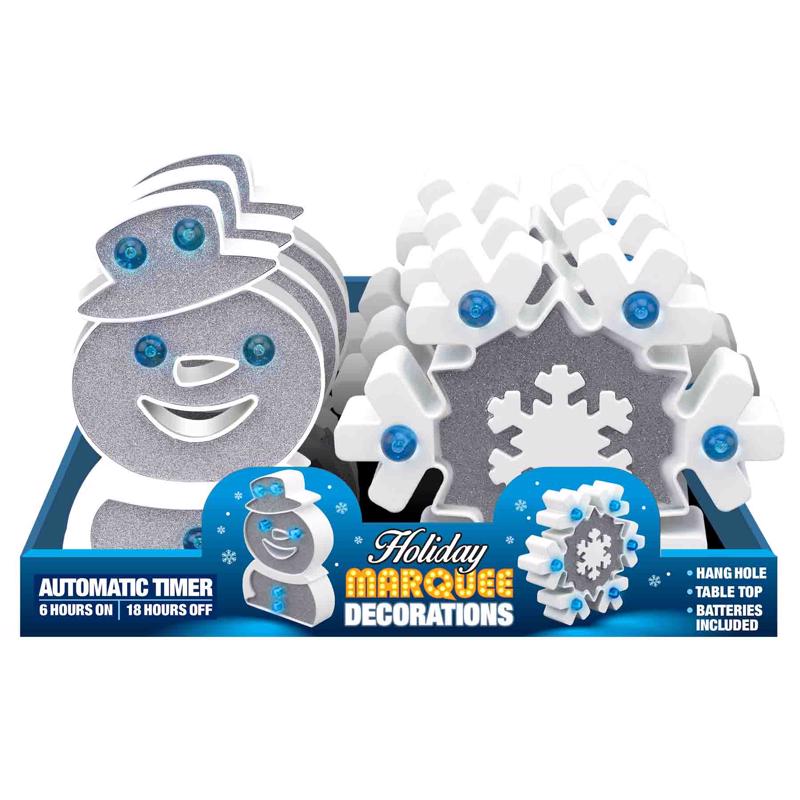 Shawshank LEDz LED Blue/White Snowman or Snowflake Marquee, Pack of 12