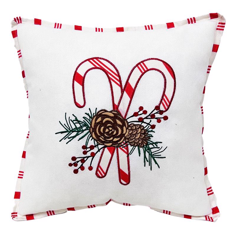 Celebrations Home White Candy Cane Pillow 16 in., Pack of 4