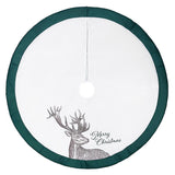 Celebrations Home Green/White Merry Christmas Deer Tree Skirt 48 in., Pack of 4