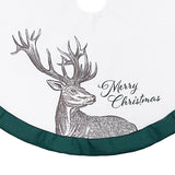 Celebrations Home Green/White Merry Christmas Deer Tree Skirt 48 in., Pack of 4