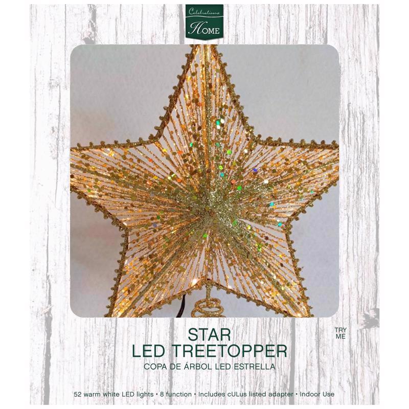 Celebrations LED Gold Star Tree Topper 11.5 in., Pack of 4