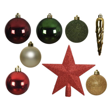 Decoris Multicolored Assorted Ornaments 3.15 in., Pack of 12