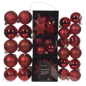 Decoris Red Assorted Ornaments, Pack of 12