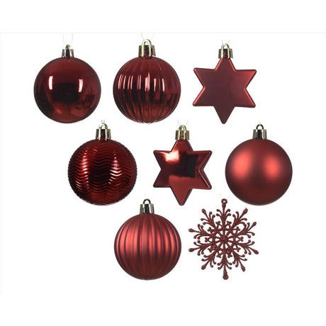 Decoris Red Assorted Ornaments, Pack of 12