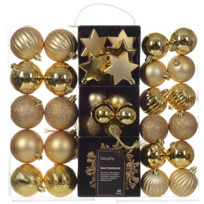 Decoris Gold Assorted Ornaments, Pack of 12