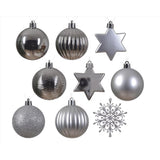 Decoris Silver Assorted Shatterproof Ornaments 2 in., Pack of 12