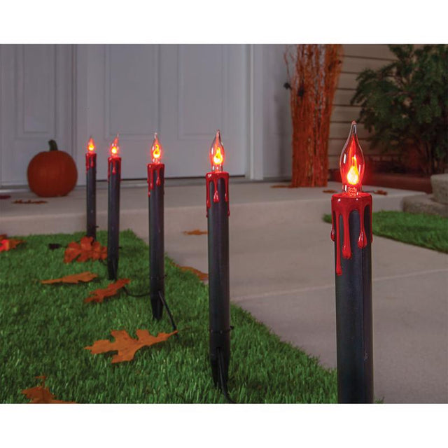 Celebrations 5 ct LED Black Candles with Blood Dripping Pathway Decor, Pack of 12
