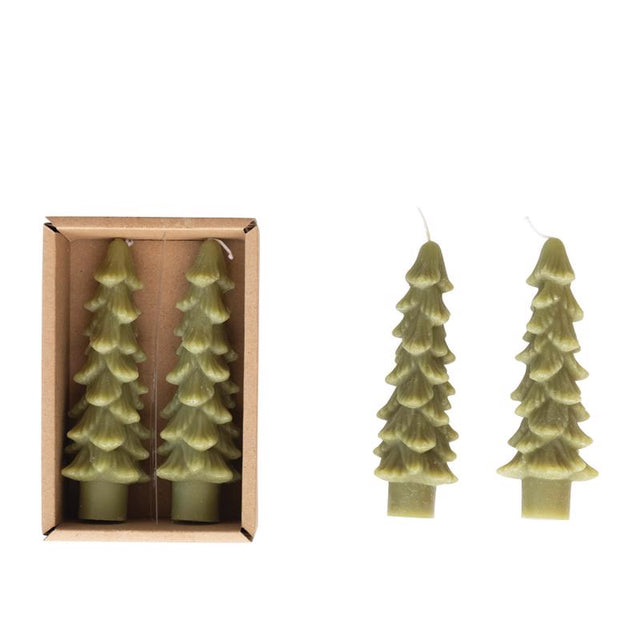 Creative Co-Op Green Christmas Tree Candle 5 in., Pack of 12