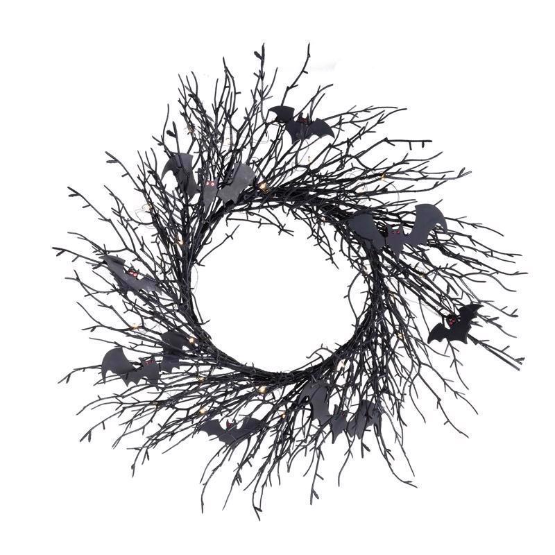Celebrations Purple 35 ct 20 in. LED Prelit Black Twig Wreath, Pack of 6