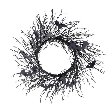 Celebrations Purple 35 ct 20 in. LED Prelit Black Twig Wreath, Pack of 6