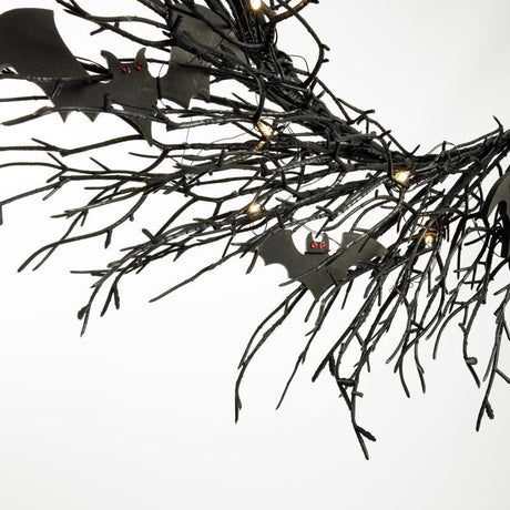 Celebrations Purple 35 ct 20 in. LED Prelit Black Twig Wreath, Pack of 6