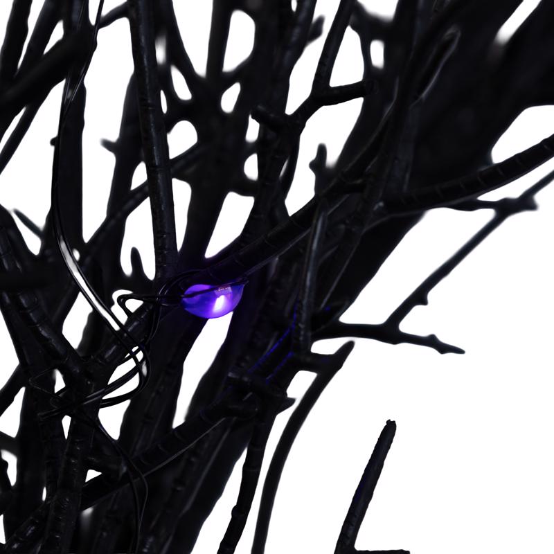 Celebrations Purple 50 ct 9 ft. LED Prelit Black Twig Garland, Pack of 6