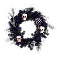 Celebrations Orange/Purple 50 ct 24 in. LED Prelit Black Skull Wreath, Pack of 4