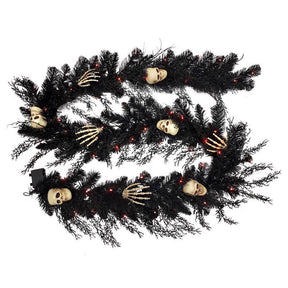 Celebrations Orange/Purple 50 ct 9 ft. LED Prelit Black Skull Garland, Pack of 4