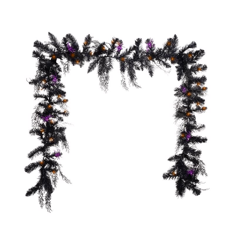 Celebrations Orange 50 ct 10 ft. LED Prelit Spider Garland, Pack of 4