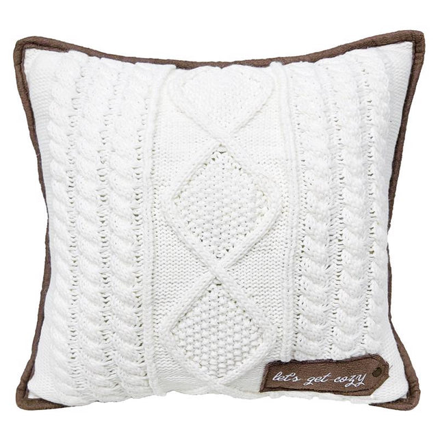 Celebrations Home Brown/White Cozy Knit Pillow 16 in., Pack of 4