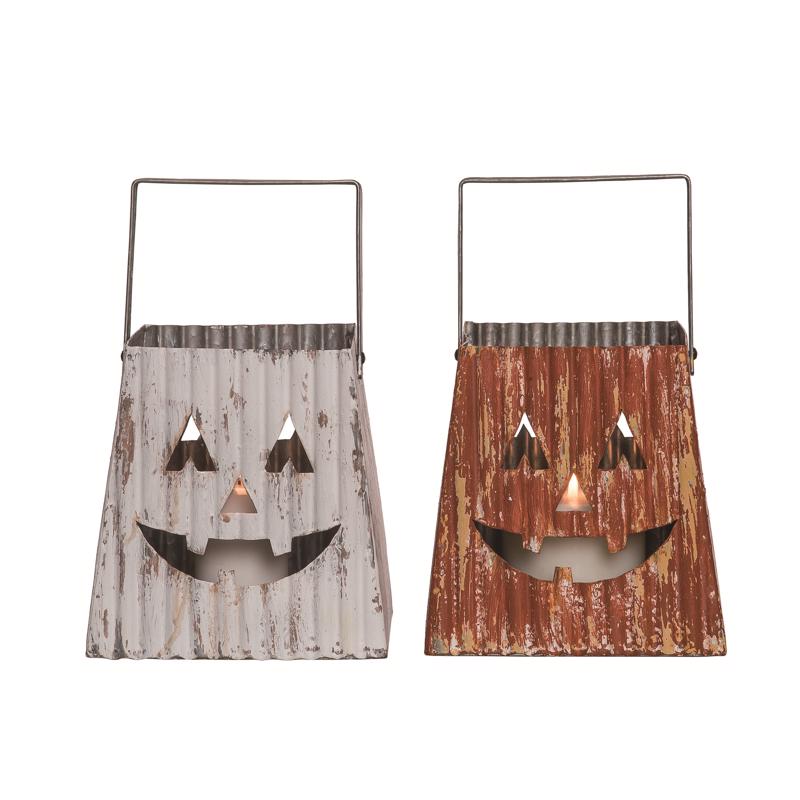 Transpac 13 in. Corrugated Jack-O-Lantern Halloween Decor, Pack of 2