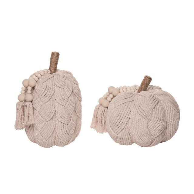 Transpac 10 in. Rope Braided Pumpkin Halloween Decor, Pack of 2