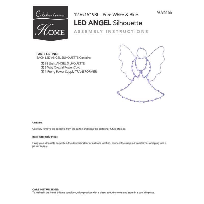 Celebrations LED Multi Angel Silhoutte 13 in. Hanging Decor
