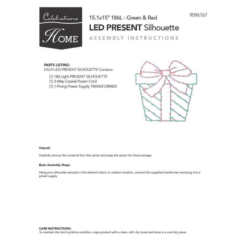 Celebrations LED Multi Present Silhouette 15 in. Hanging Decor