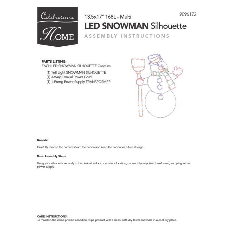 Celebrations LED Multi Snowman Silhouette 17 in. Hanging Decor