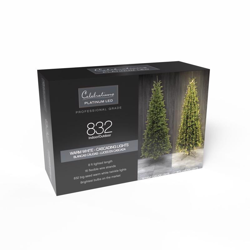 Celebrations Platinum LED Big Seed Cluster Warm White 832 ct String Christmas Lights 8 ft.