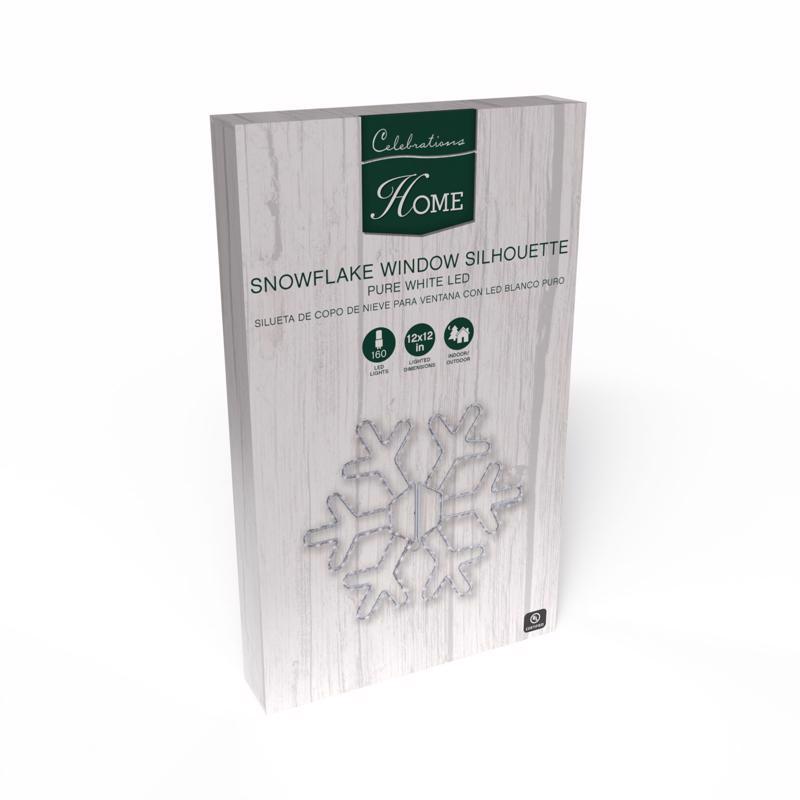 Celebrations LED Pure White Snowflake 12 in. Hanging Decor