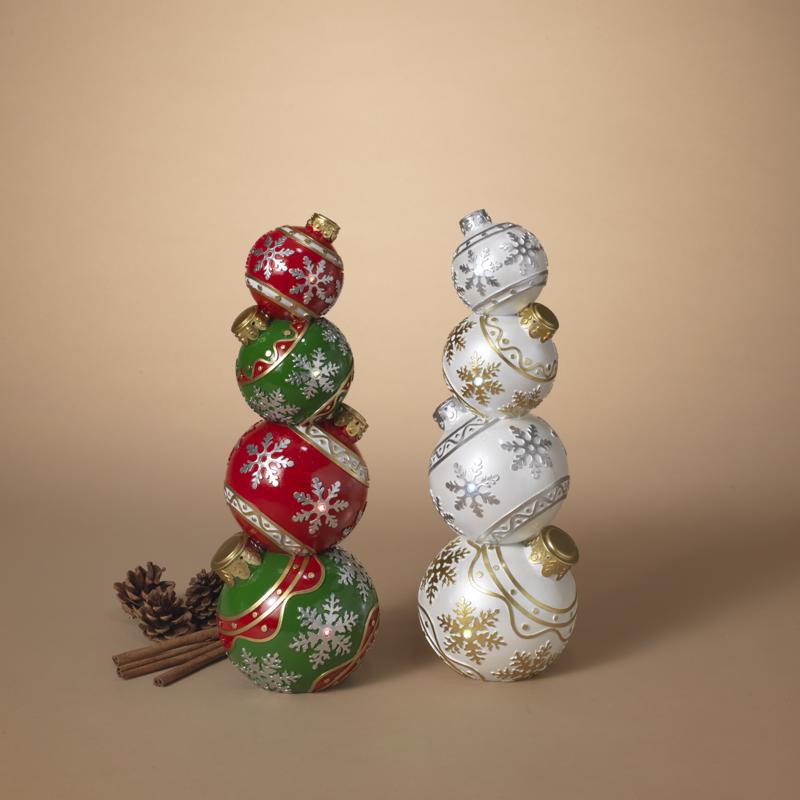 Gerson Assorted Lighted Stacking Christmas Ornaments 16 in., Pack of 2